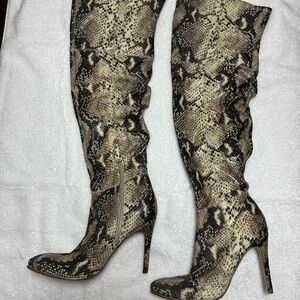 GUESS Over the Knee Snakeskin Boots Size 9.5